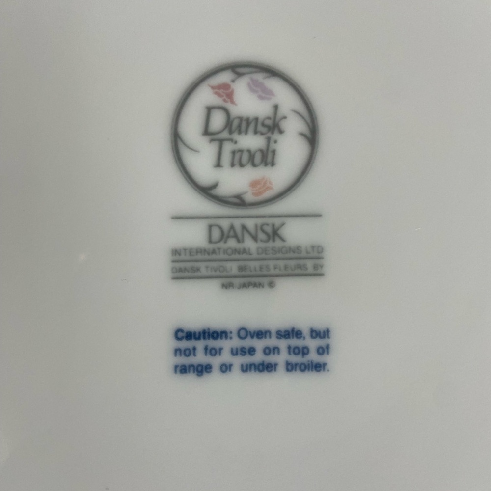 DANSK Tivoli Belles Fleurs Grey Round Soufflé Casserole Baking Dish EXCELLENT - Picture 4 of 7